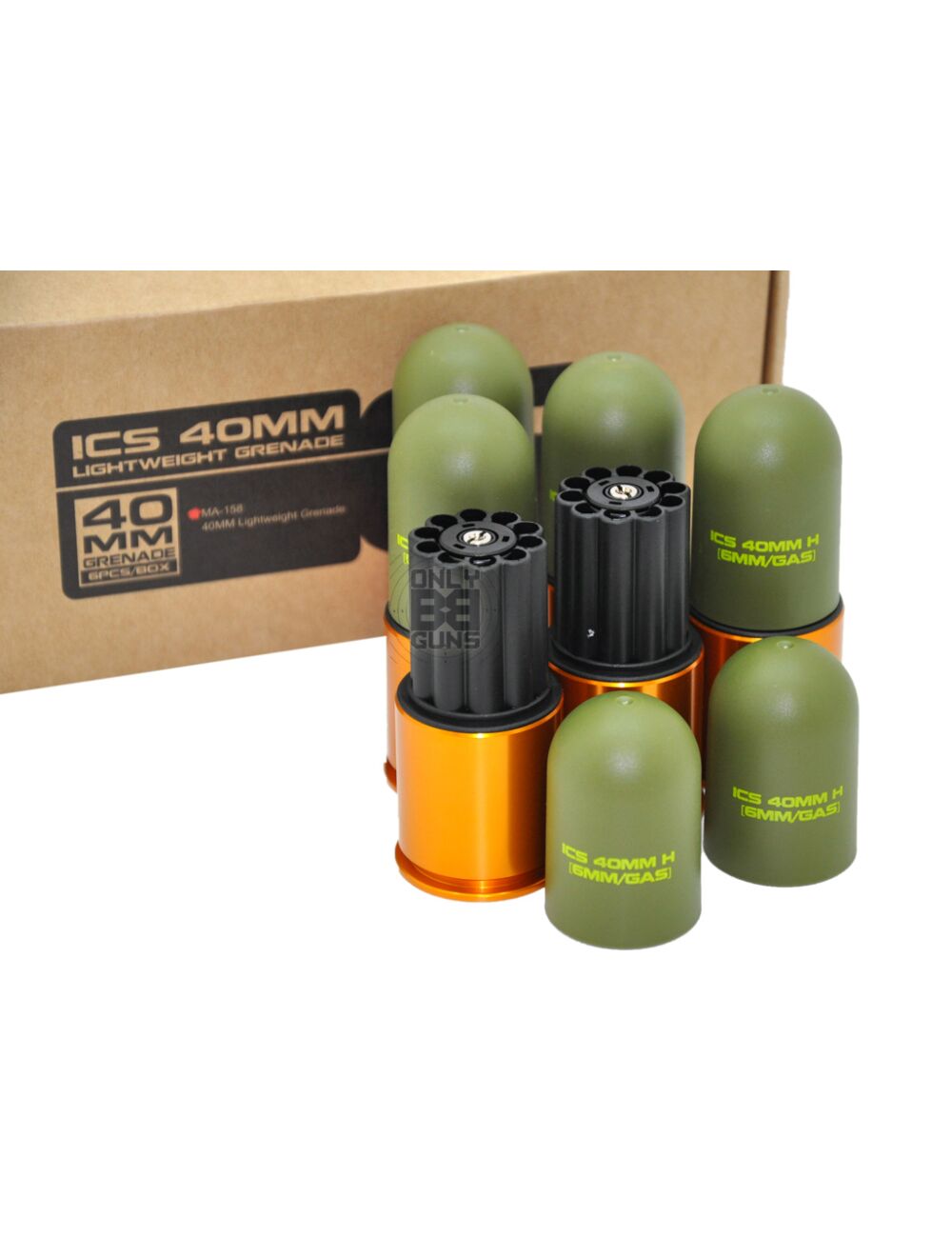ICS-190 GLM Airsoft Grenade Launcher with Set of 6 Gas Grenades