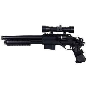 Double Eagle M47 Short-Stock Tri-Rail Pump-Action Spring Airsoft Shotgun (Black - M47B1)
