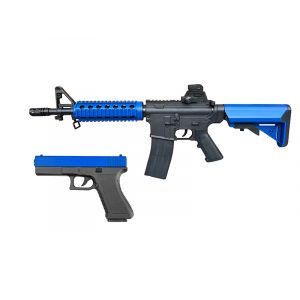 Vigor M4 RIS Spring Rifle and 17 Series Spring Pistol (Dual Pack - Two Ton Blue - 9904)