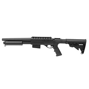 Double Eagle M47D1 Tactical Pump-Action Spring Airsoft Shotgun - Black (M47D1-BK)