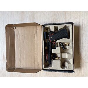 Armorer Works Custom Hi-Capa GBBP (Black Slide - Gold Barrel - AW-HX2032) - Slide snapped - auto only - vents gas