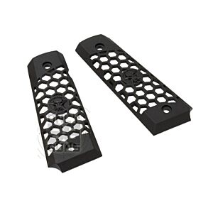 WE 1911 Hex Cut Grip Set (Full Metal - Black)
