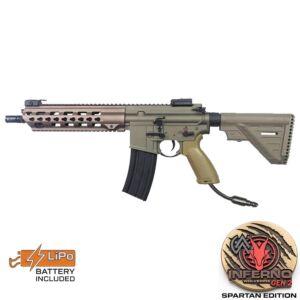 Double Bell M416 Keymod AEG (Short - Tan - 819S) with Pre-Installed Wolverine INFERNO Gen 2 Engine, Spartan Board & FCU Battery
