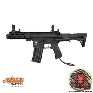 Huntsman Tactical M4 PDW RONIN M-Lok AEG (Full Metal with Mosfet - HMT19) with Pre-Installed Wolverine INFERNO Gen 2 Engine, Spartan Board & FCU Battery