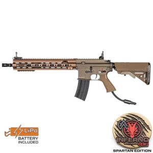Double Bell M416 AEG (Tan - Long - BY-812S) with Pre-Installed Wolverine INFERNO Gen 2 Engine, Spartan Board & FCU Battery