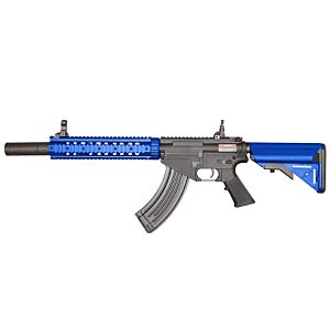 Cyma AR47 RIS with Inbuilt Suppressor (Nylon Fibre - Mosfet/QD Spring - Inc. Bat. & Charger - CM650) Blue