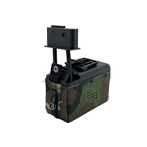 A&K M249/LMG Sound Control Box Magazine (1500 Rounds - Woodland Camo - A020WD)