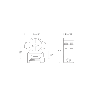Hawke Optics - Match Mounts~ Weaver, High, 1, 2pc - (22114)
